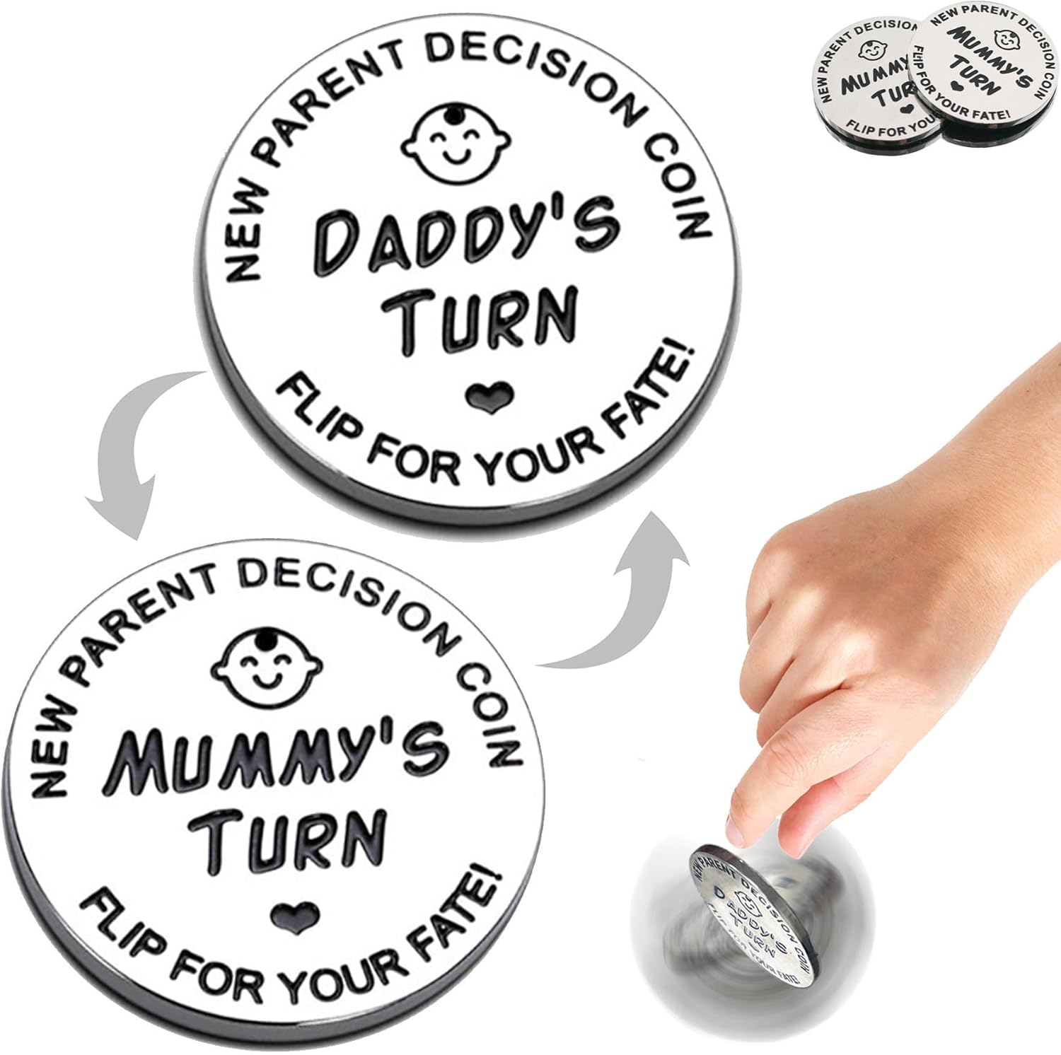 ベビーシャワーギフト 両面決断コイン 新米ママ&amp;パパ用 面白いベビーギフト 新しいお母さんへのギフト 新しいお母さんへのギフ