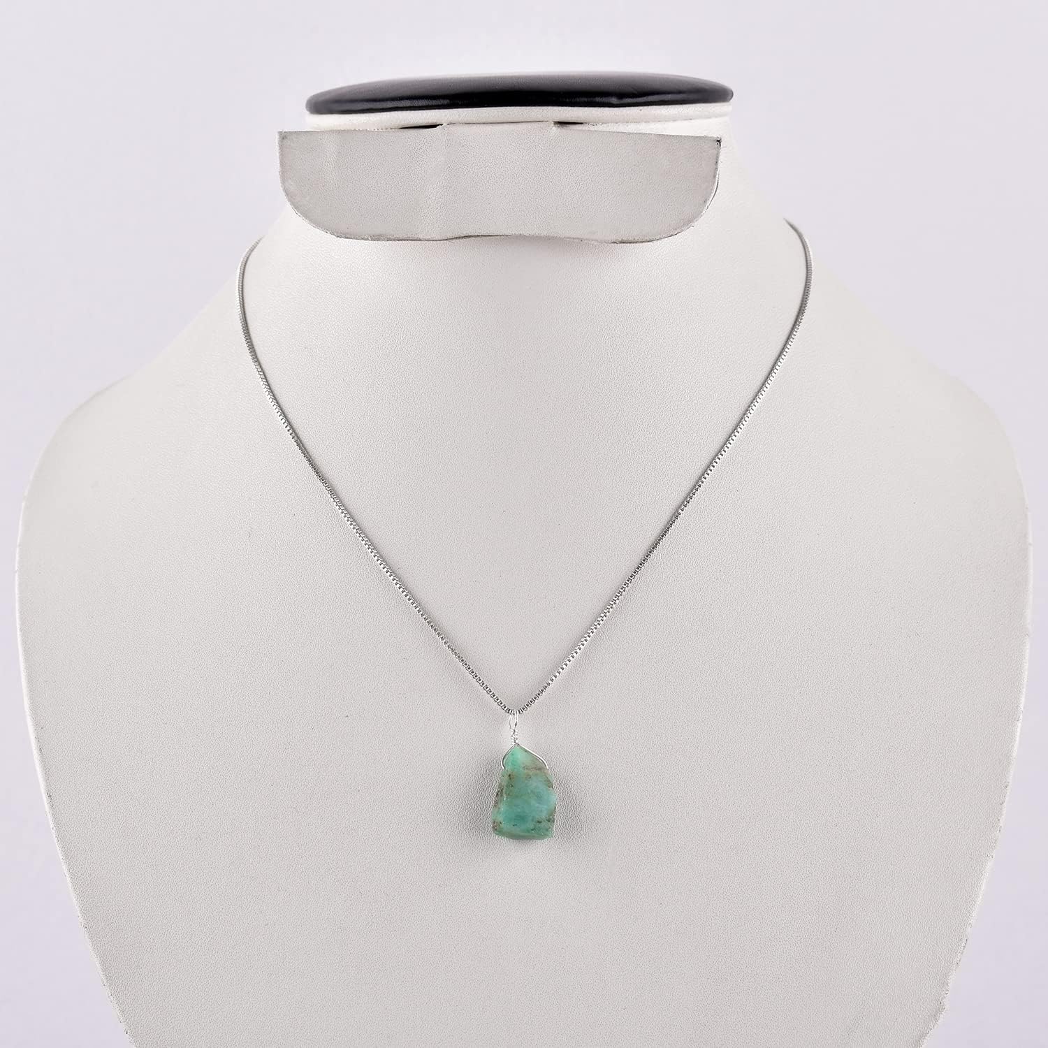 YANARA Raw Green Emerald Pendant, May Birthstone, Natural Gemstone Rough, Dainty Crystal Women Handmade Necklace, Chakra Healing Crystals, Silver Plated Chain 18 inch - Image 5