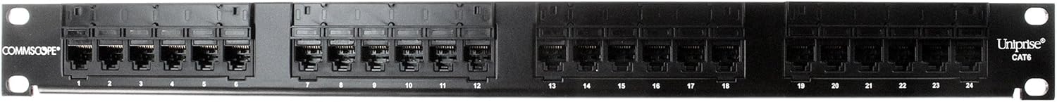 Commscope UNP-U-610-1U-24 760180042 Patch Panel, Cat6, 24-Port, 1U, Black