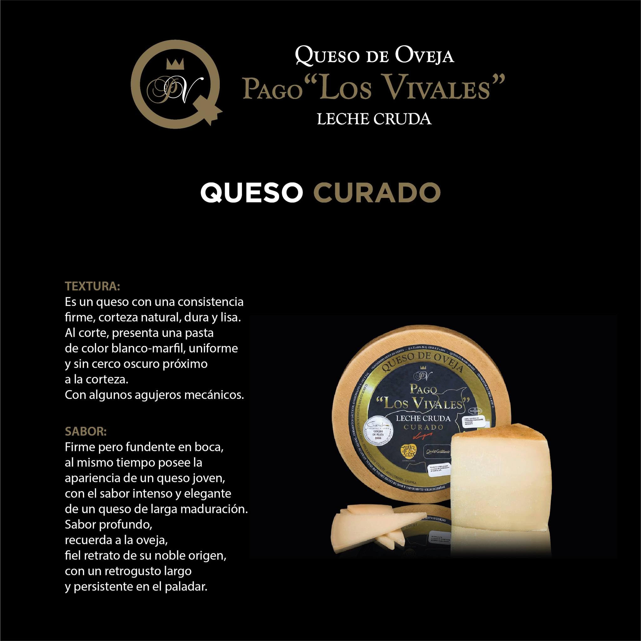 Queso de Oveja Curado Los Vivales – Leche Cruda, 6-8 meses, Pieza 2,7 kg, Medalla Oro World Cheese Awards