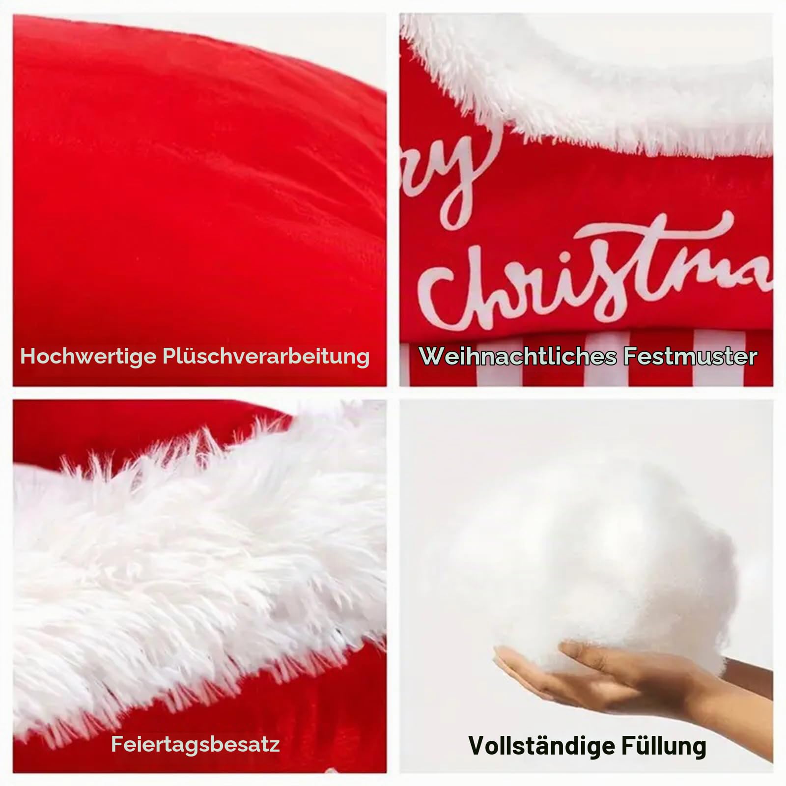 Festive Plush Cosy Dog Bed - Christmas Sleigh, Festliches Plüsch-Hundebett, Weihnachten Hundebett, Niedliche Katzenbett, Waschbar Rutschfest Weiche Haustierbett für kleine, große Hunde (Rot, L)