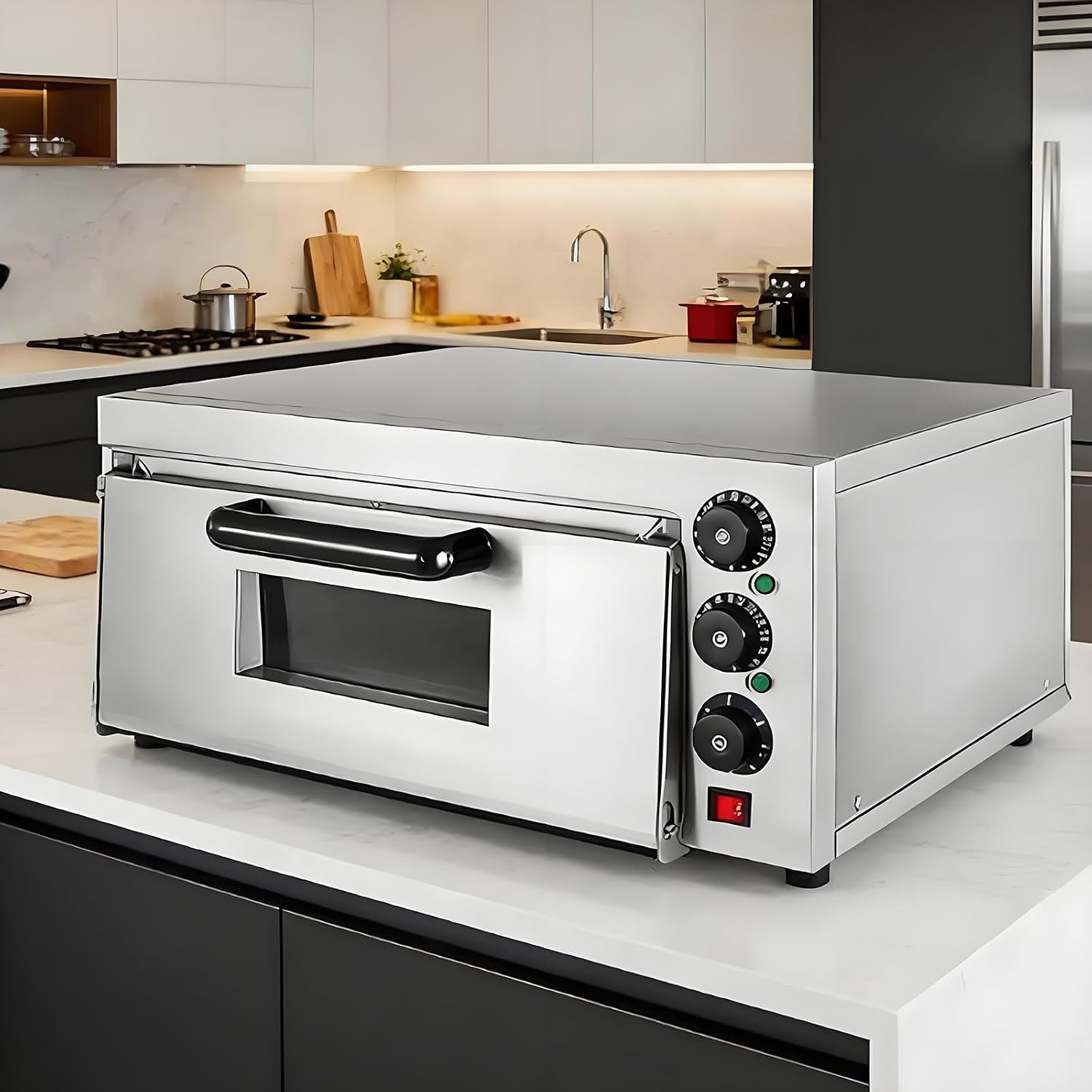 Countertop Pizza Oven,Mini Oven Pizza Oven,Portable Oven,Pizza Maker Toaster Oven Tabletop,Stainless Steel Pizza Baker,For Bread, Cakes,Pastries,Chicken SingleLayer