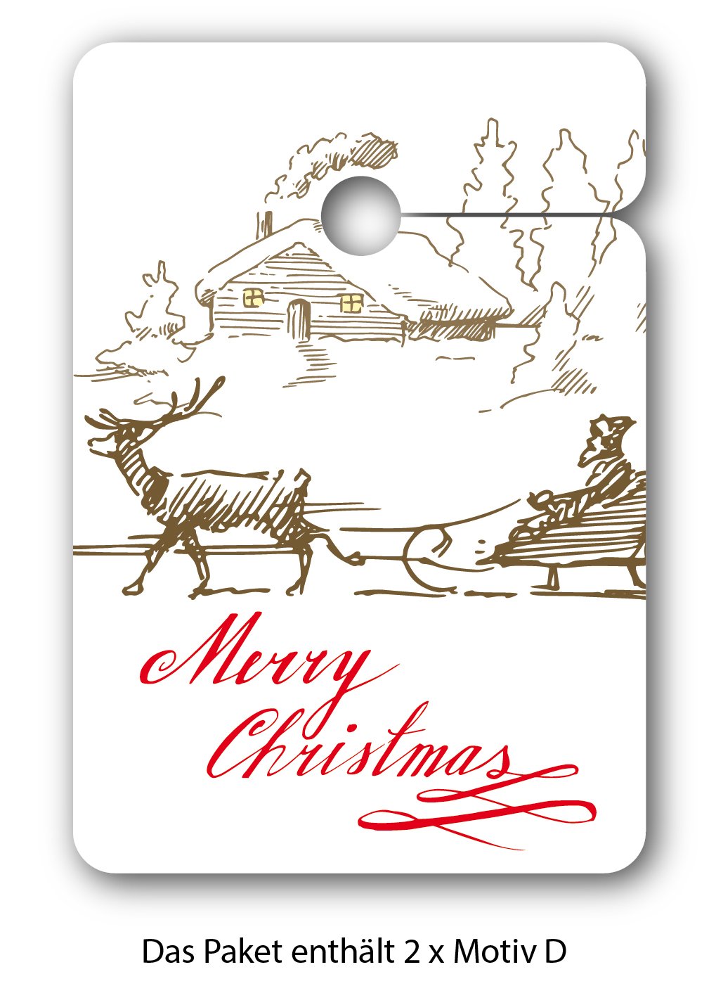 Weihnachts Geschenkanhänger, Papieranhänger (80Stk) für Weihnachten im Vintage Look mit Hirsch, Schneemann, Eichhörnchen und Tannenbaum: Merry Christmas • Geschenk Deko Geschenkverpackung