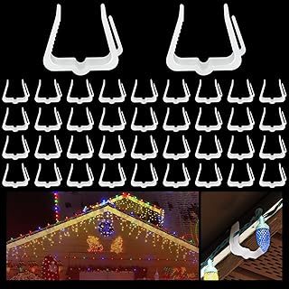 Plastic Christmas Light Hanger Clips, Fascia Board Clips, Deck Banister Light Clips, Holiday Light Clips Hangers Outside Indoor for Fascia Board in Thickness from 1''-1 5/8" (50PCS)