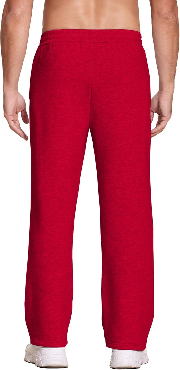Deyeek Men's Fleece Lined Sweatpants Open Bottom Straight Leg Sweat Pants for Mens Loose Fit Joggers Sweatpants with Pockets