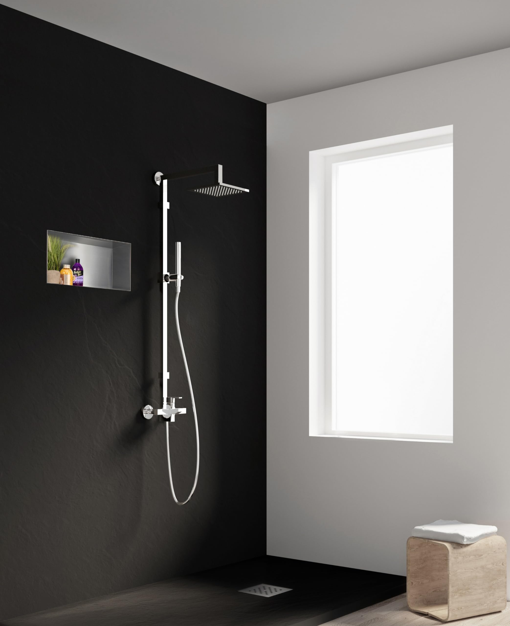 Nicchia A Parete 30x30 Nicchia Doccia Bernkot Acciaio Inox 60x30cm - Satinata, Senza Piastrelle, Facile Installazione Box Doccia