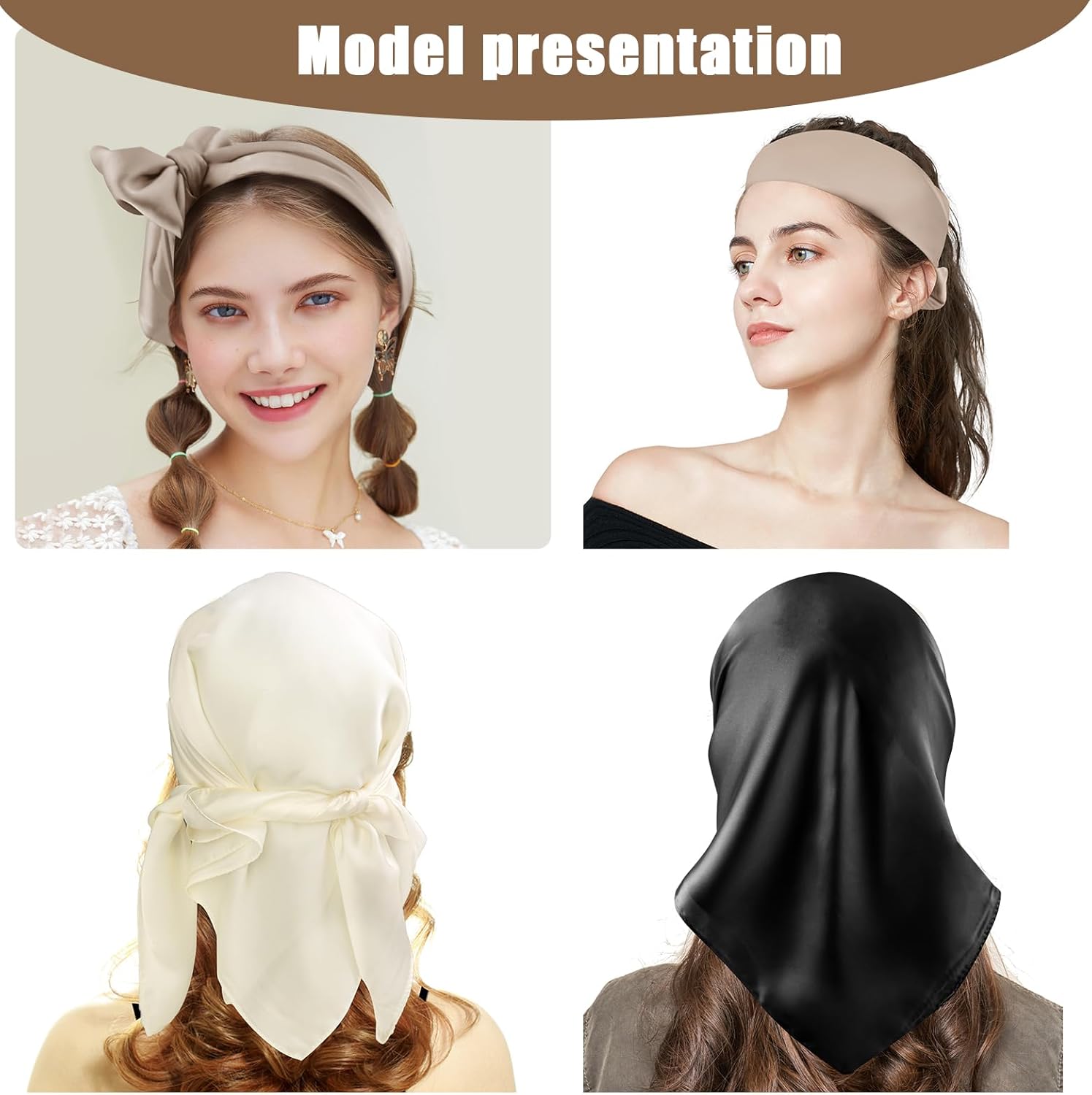 Satin Scarf Silk Like Solid Color Head Scarf Square Satin Hair Scarf Bandanas for Wome 27.5“ - Image 2