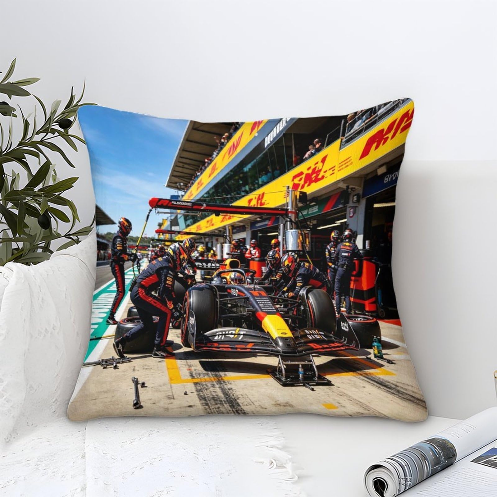 3U6C4M9K Formulaa Racing Design Cushion Cover 50x50cm, Lumbar Pit Stop Pillow Covers Home Decorative Microfiber Pillow Case for Sofa Couch Housewarming Gifts Family Room Décor
