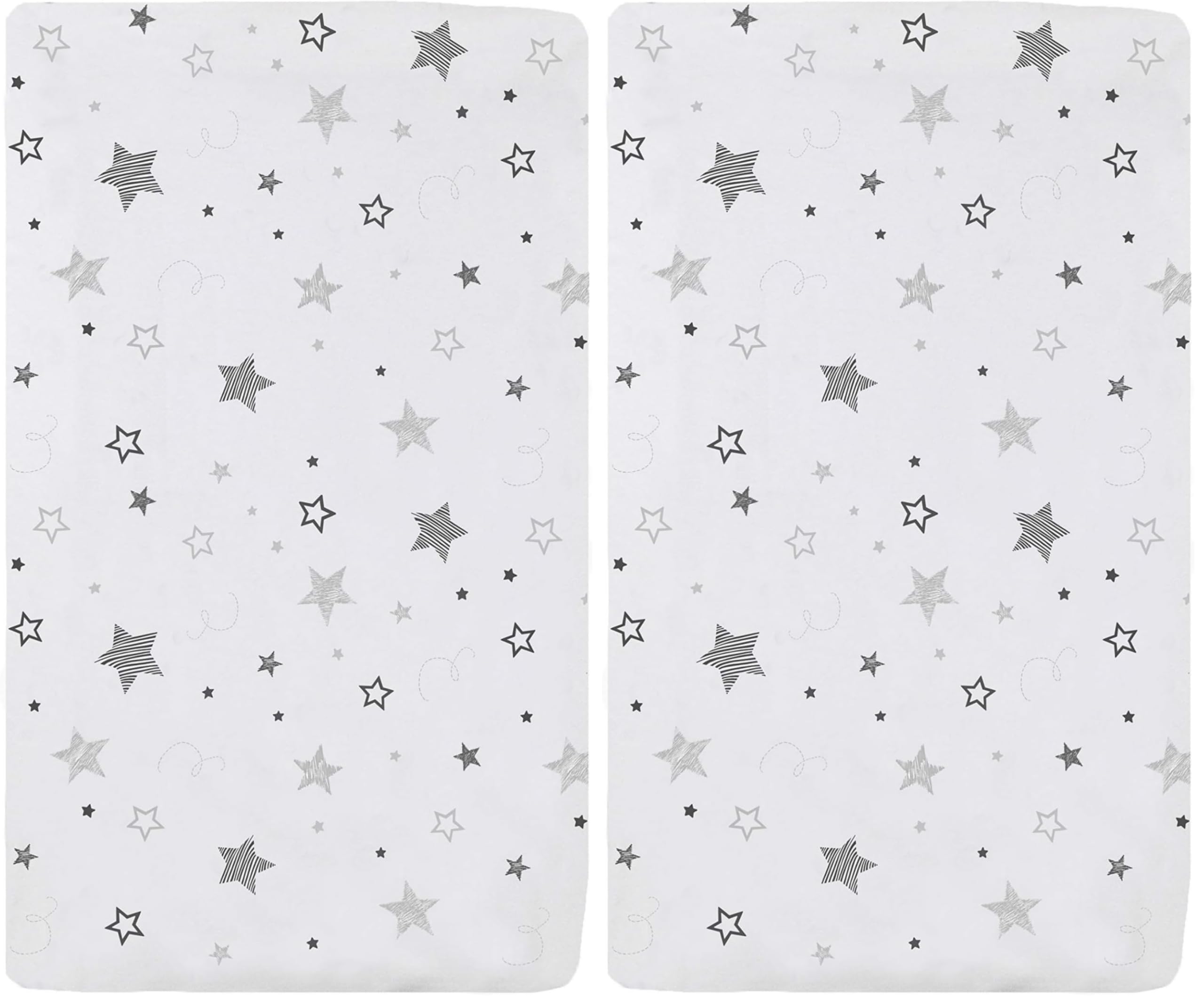 TL Care Printed 100% Cotton Knit Fitted 18" x 36" Cradle/Bassinet Sheet - Compatible with Mika Micky Bassinet, Super Stars, Soft Breathable, for Boys and Girls (Pack of 2)