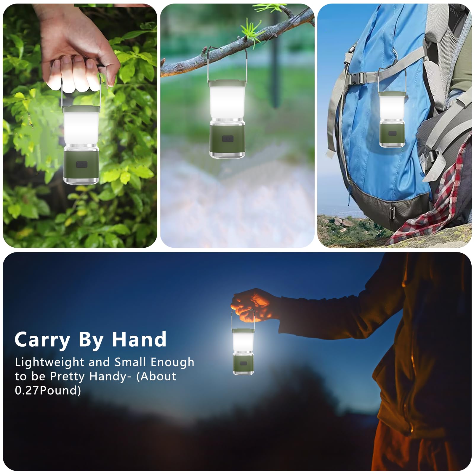 Linterna LED recargable para camping, 2000 lúmenes, pequeña linterna de luces de camping con luz roja y 20 horas de funcionamiento y atenuación continua, luces de emergencia de huracán para cortes de