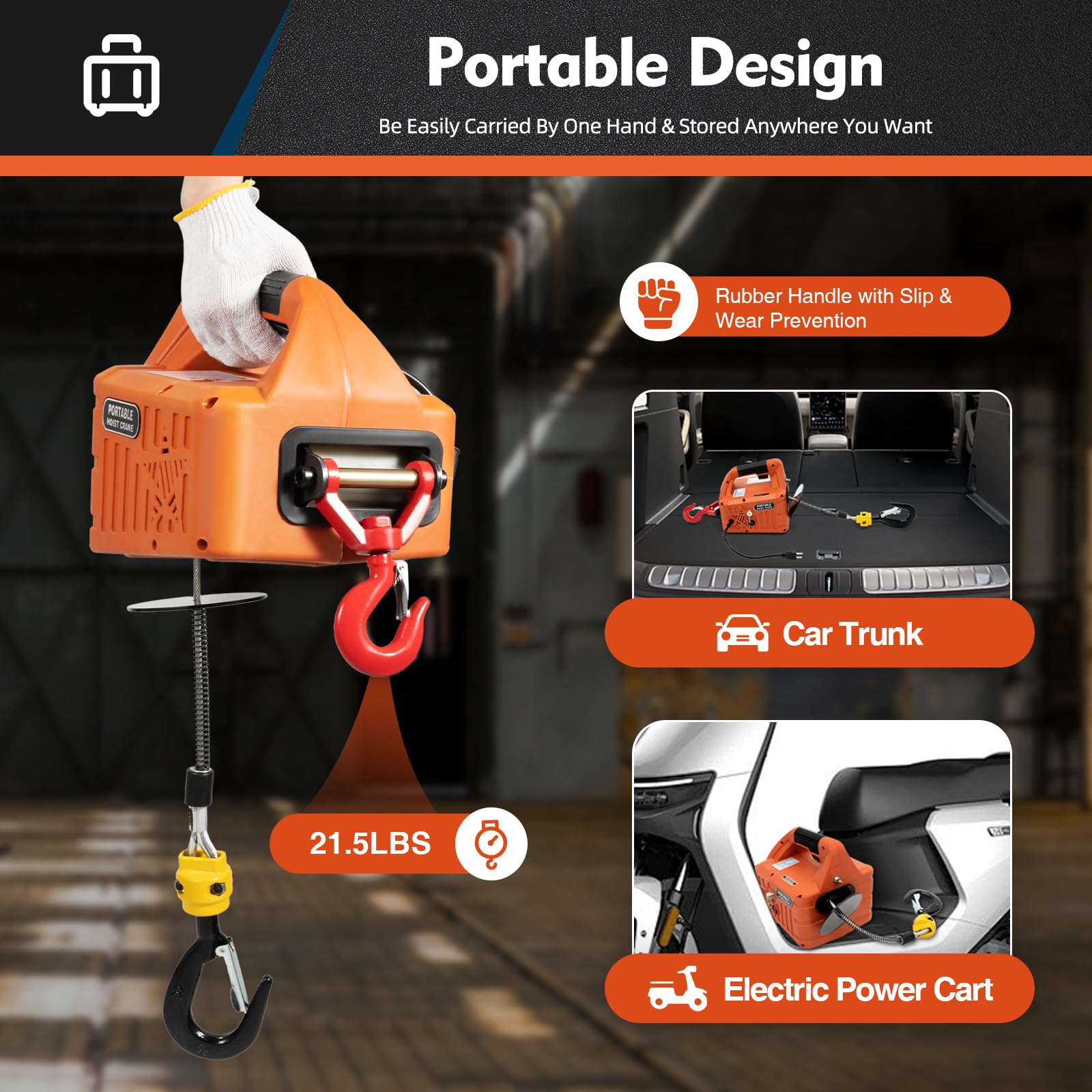 Electric Hoist, 1500W 2-in-1 Electric Hoist 110 Volt, Power Electric Hoists with Wireless Remote Control, Load Capacity 1100 LBS, or Equipment Lifting and Pulling Operations