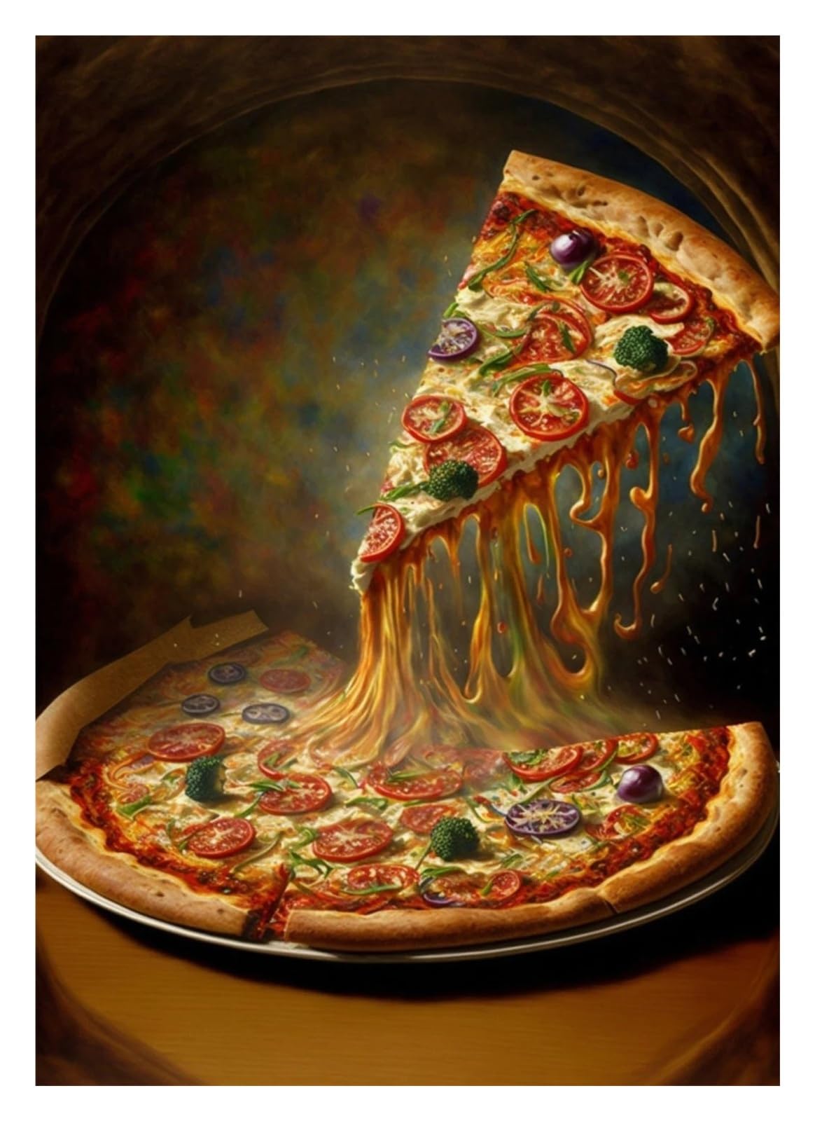 Peinture sur toile de pizzas et sushis, art mural de qualité pour salon