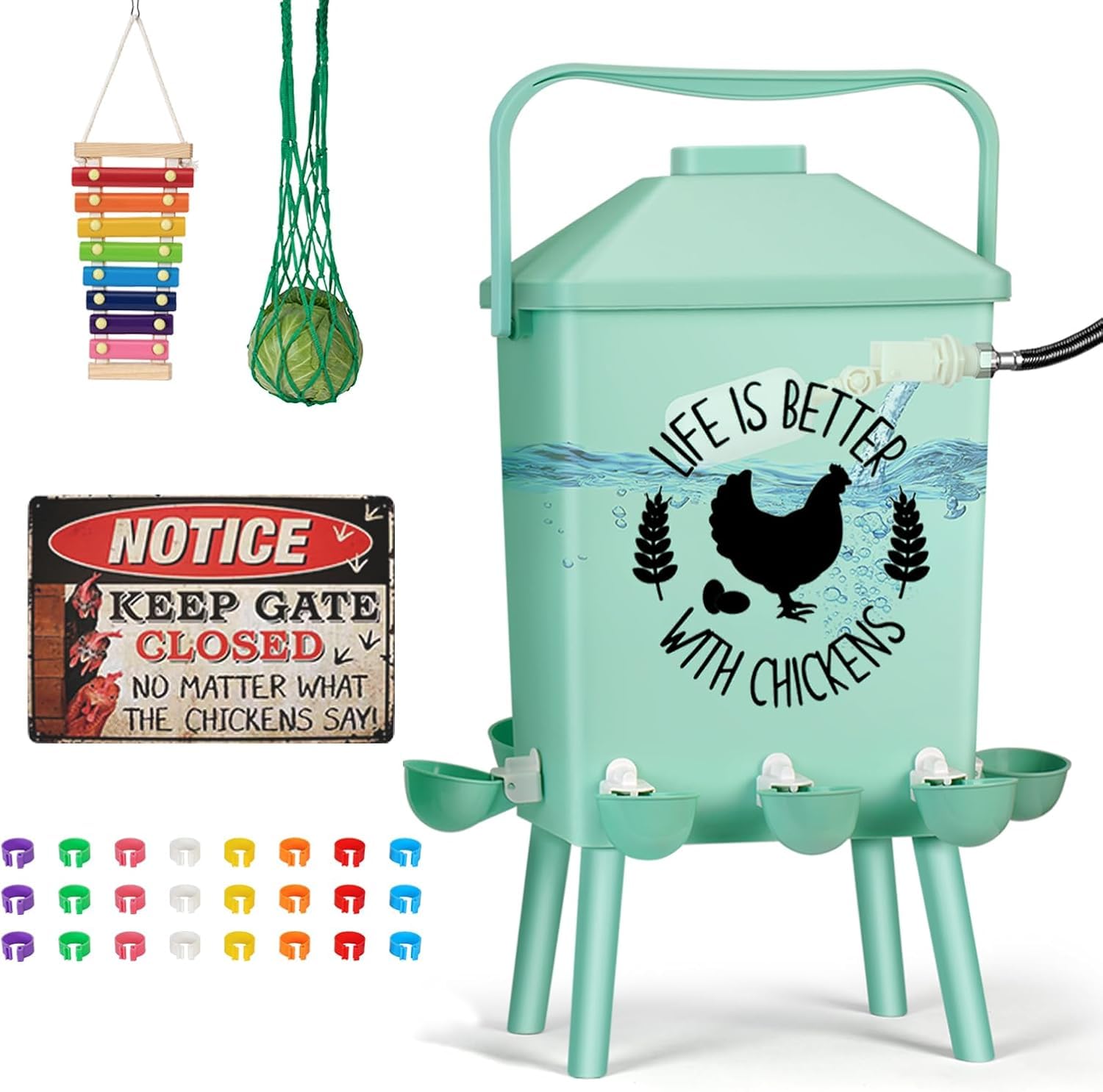 CLUCKY Abbeveratoio automatico d'attaccatura del pollo 4.2Gal, acqua del