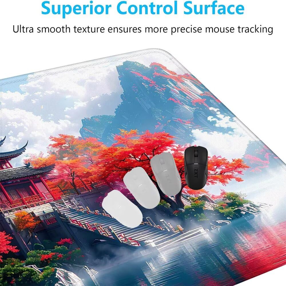 Giapponese Tappetino Mouse XXL 1000x500x3mm, Gaming Tappetino Mouse Paesaggio Mousepad con Base in Impermeabile Gomma Antiscivolo per Tastiera, PC, Computer Ufficio Idea Regalo Festa del Papà X-928