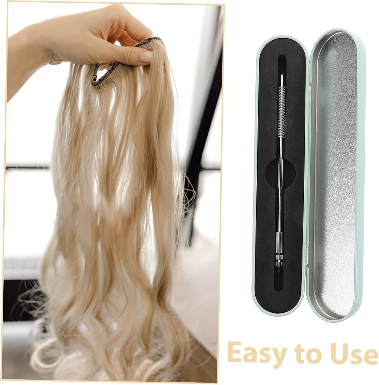 Silver Metal Wig Crochet Hook Holder Case for Portable Storage