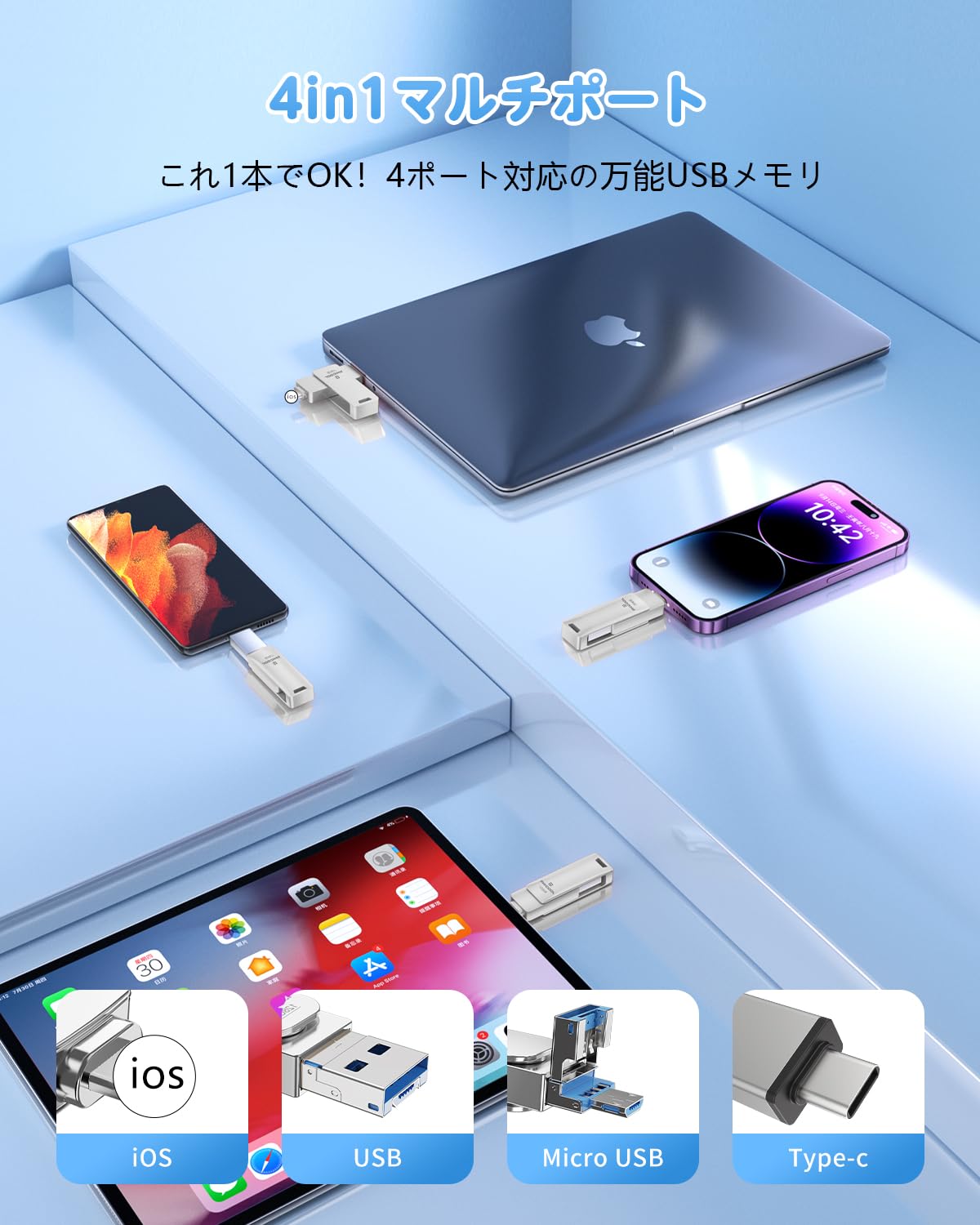 iDisk 4 in 1 USBメモリ　256GB docodemo_idiskk-256gb