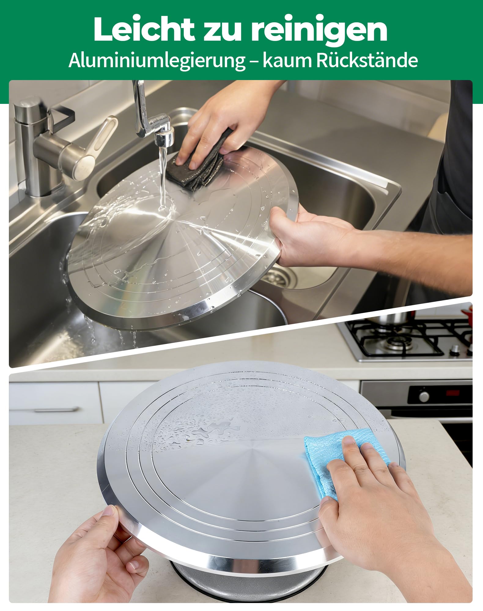 LAOYE Drehbarer Tortenteller Aluminiumlegierung Torten Drehteller 30 cm Kuchen Drehteller Tortenplatte Drehbar Set Inkl. 5 Teigschaber und 3 Streichpaletten für Kuchen Backen ,Tortendekoration