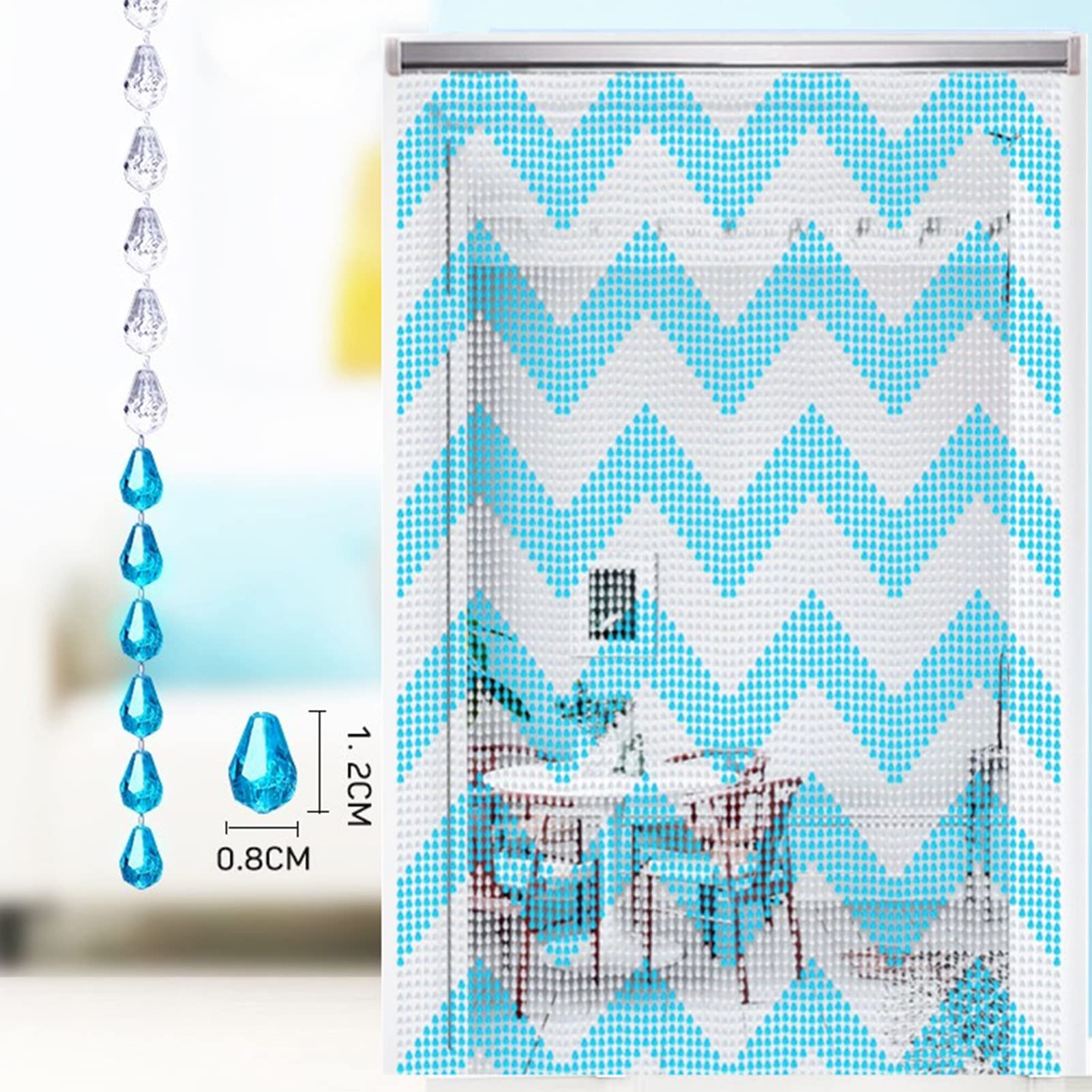 Koralikowa zasłona na drzwi do podziału pokoju 80x200cm - elegancka i dekoracyjna zasłona działowa - dekoracyjne koraliki do drzwi, nowoczesna ścianka działowa, dekoracja wewnętrzna