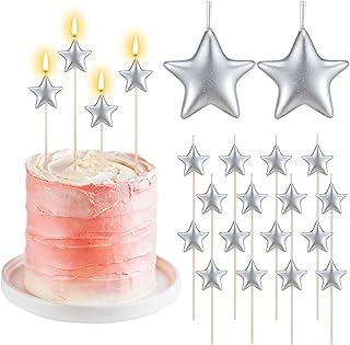 16 Pack Star Candles for Cake Birthday Star Shaped Sparkler Candles Ster...