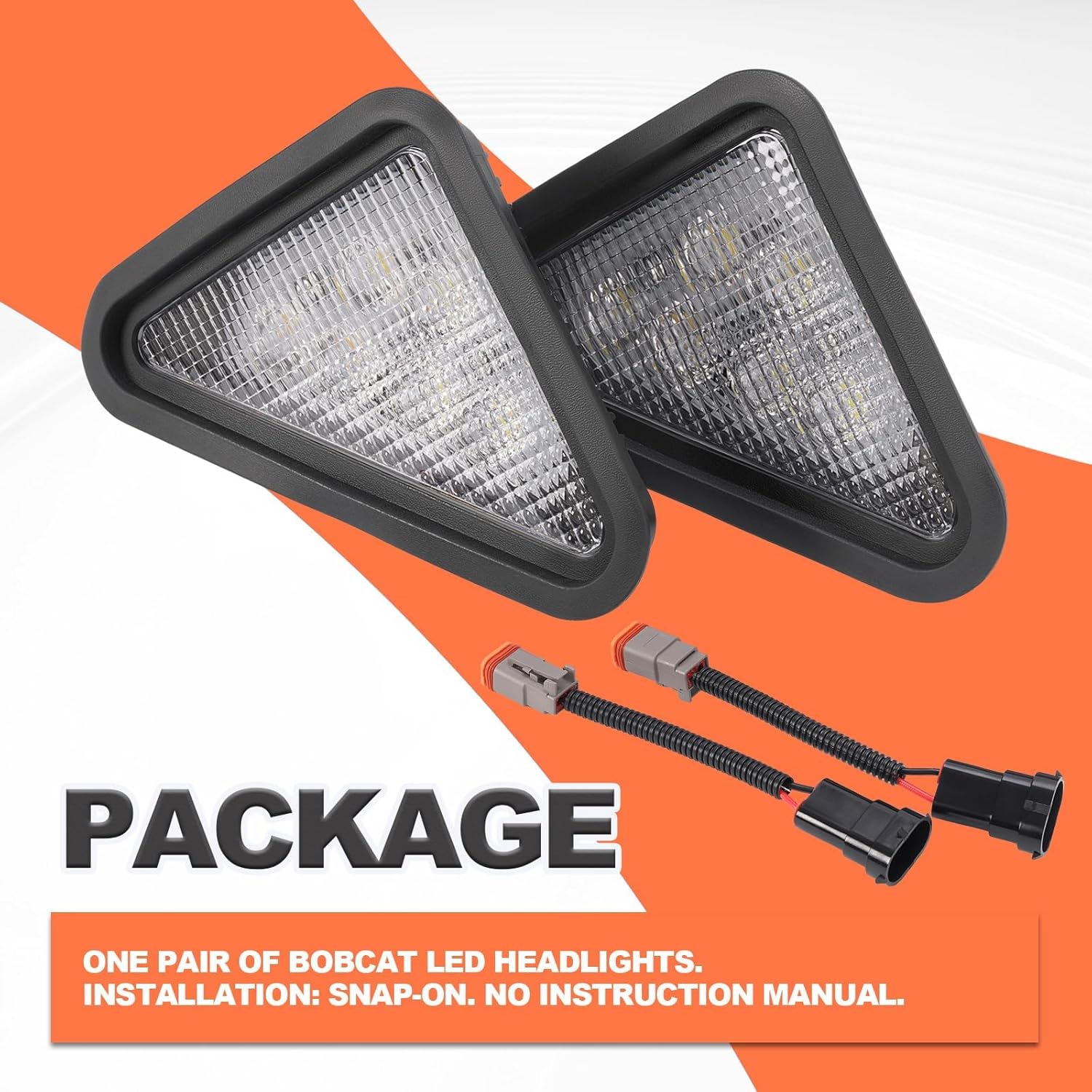 HECASA LED Headlights 2Pcs Compatible with Bobcat Skid Steer Loader 751 753 763 773 863 864 873 963 A220 A300 S100 S130 S150 S160 S175 S205 S220 S250 S300 S330 Replacement for 6718042 6674400 LH & RH
