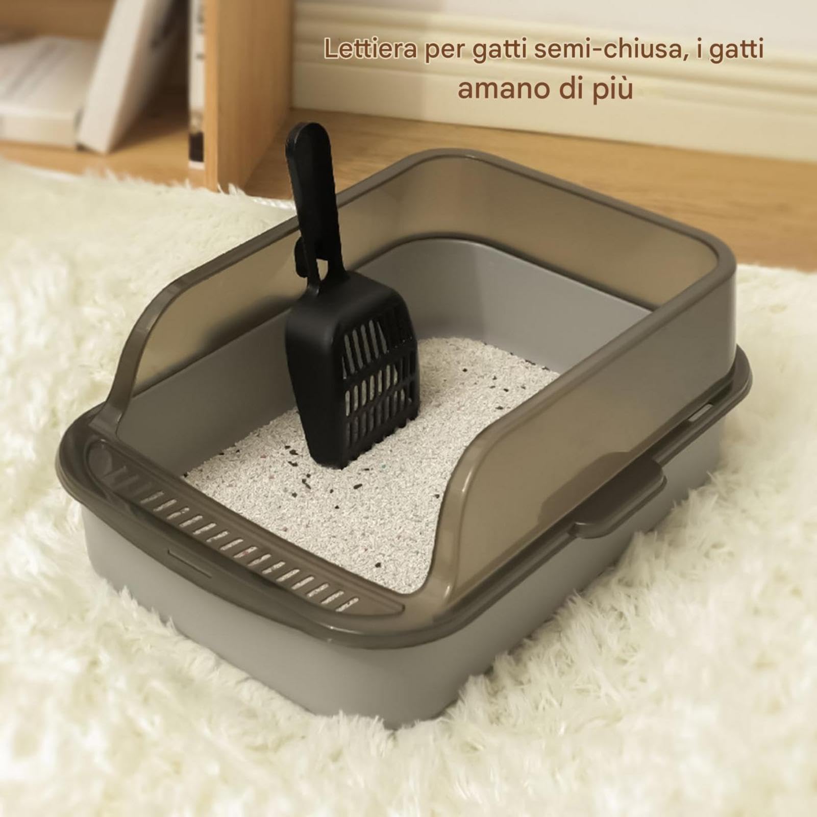 Lettiera Con Parte Superiore Aperta - Bordi Alti a Prova di Perdite Per Gatti | Toilette Per Gattini Facile da Pulire Con Parte Superiore Aperta
