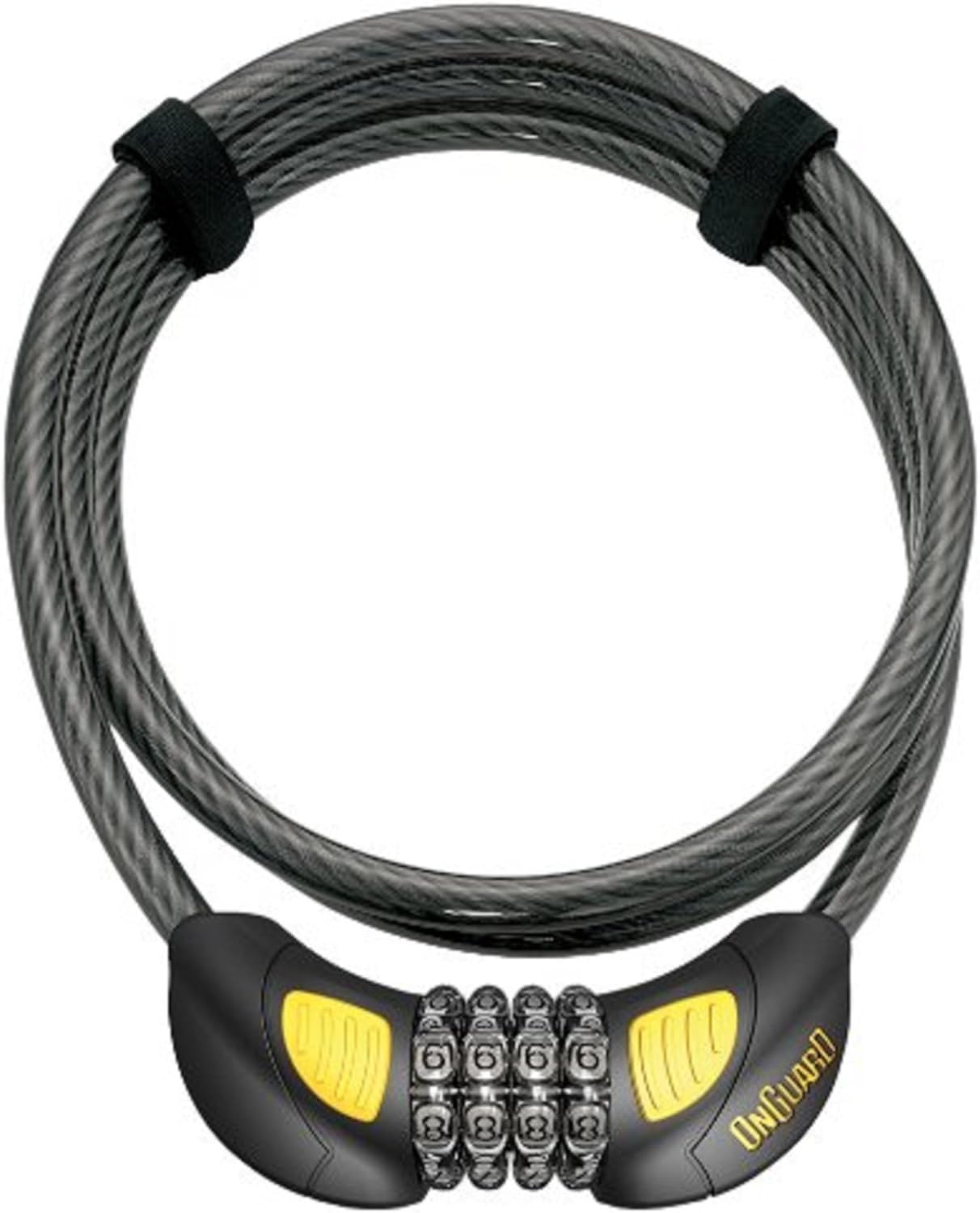 OnGuard Terrier GLO Combo 6' Cable Lock – 180 cm × 10 mm Twisted Steel Cable, LED-Illuminated 4-Digit Combination, Vinyl-Coated Security Cable