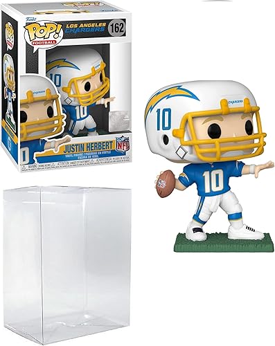 FunK0 NFL: Justin Herbert Los Angeles Pop #162 Figura de vinilo incluida con protector EcoTek Pop