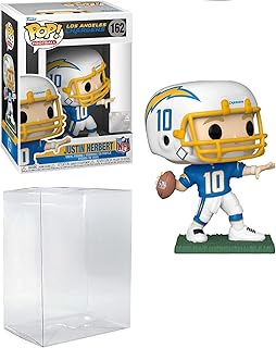 FunK0Protector Pop NFL: Justin Herbert Los Angeles Pop # 162 Vinyl Figure Bundled with EcoTek Pop Protector