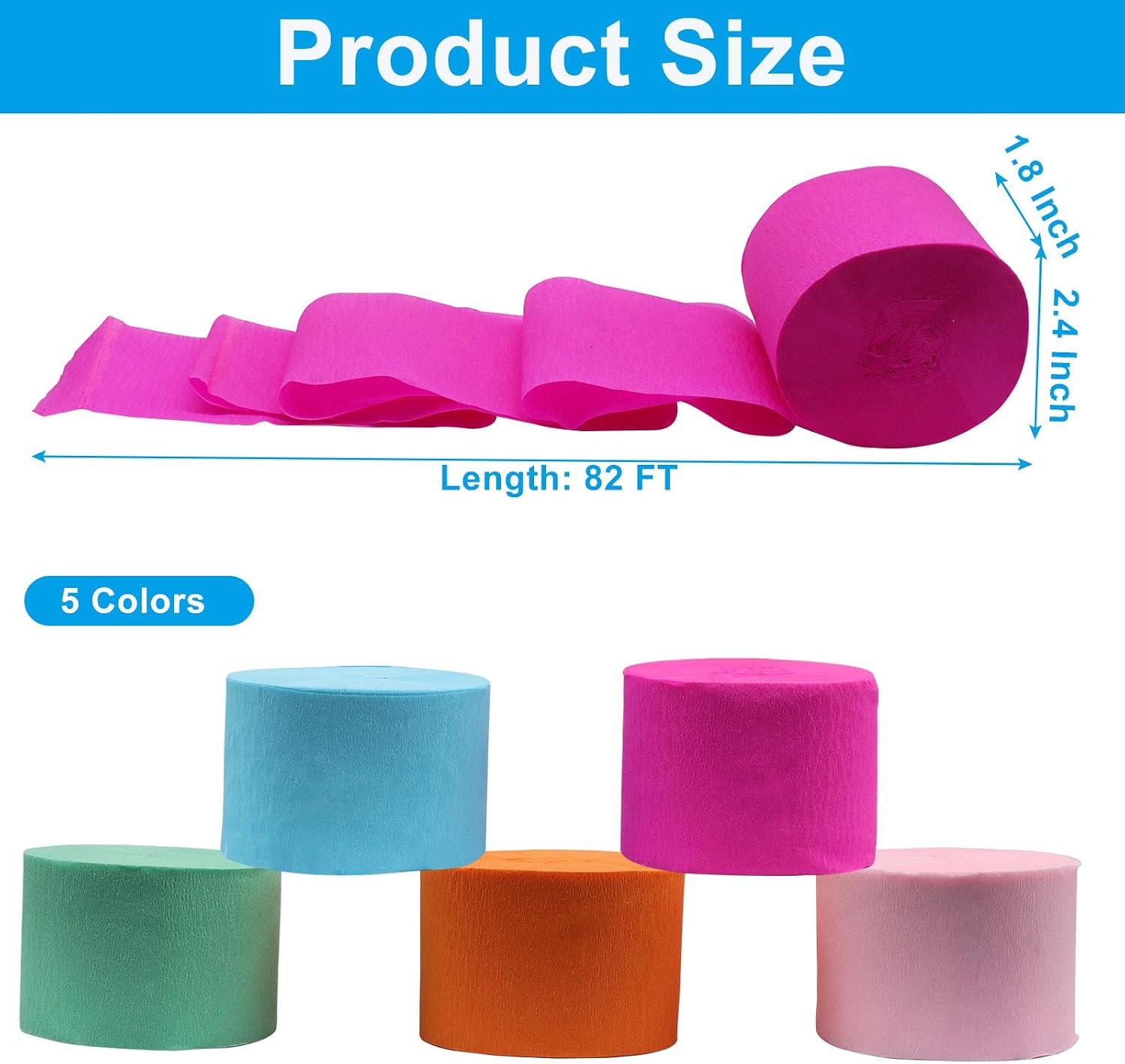 Zorfeter 5 Rolls Rainbow Crepe Paper Streamers, Jungle Party Decorations Hanging Dinosaur Safari Decorations, Forest Birthday Décor for Camp Bachelorette/Woodland Baby Shower/Wedding