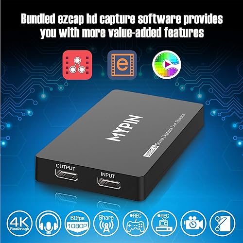 Miniatura 2 de USB30 HDR 4K tarjeta de captura para transmisión en vivo captura 1080P 60fps soporte micrófono y Gamepad Party Chat para Nintendo SwitchPS4Xbox One