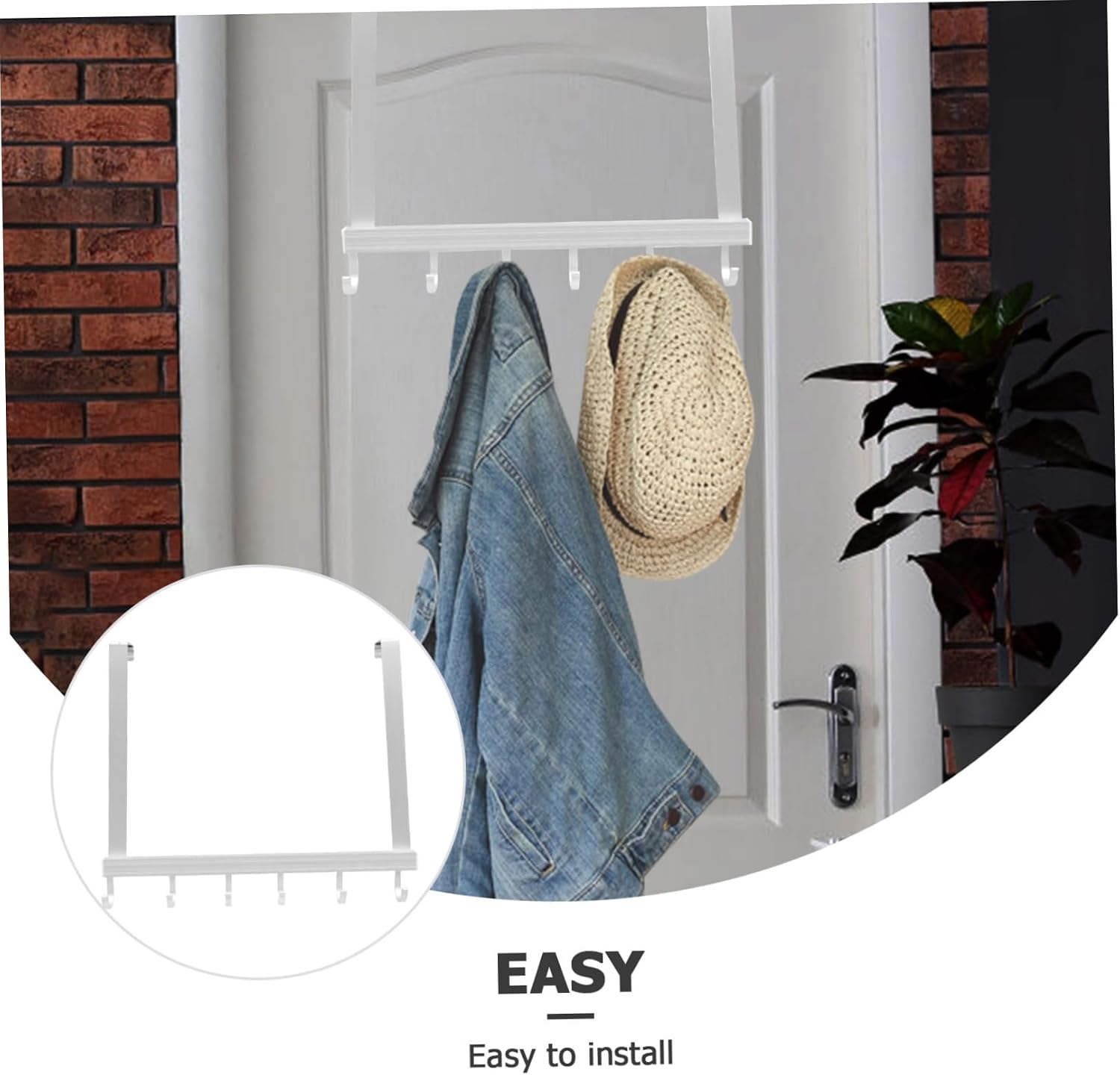 Rear Clothes Hanger Hook Drill Multipurpose Free Door Home Storage Rack | Hanging Structure, Khaki Finish, Living Room or Bathroom Organization, Quick Installation without Tools
