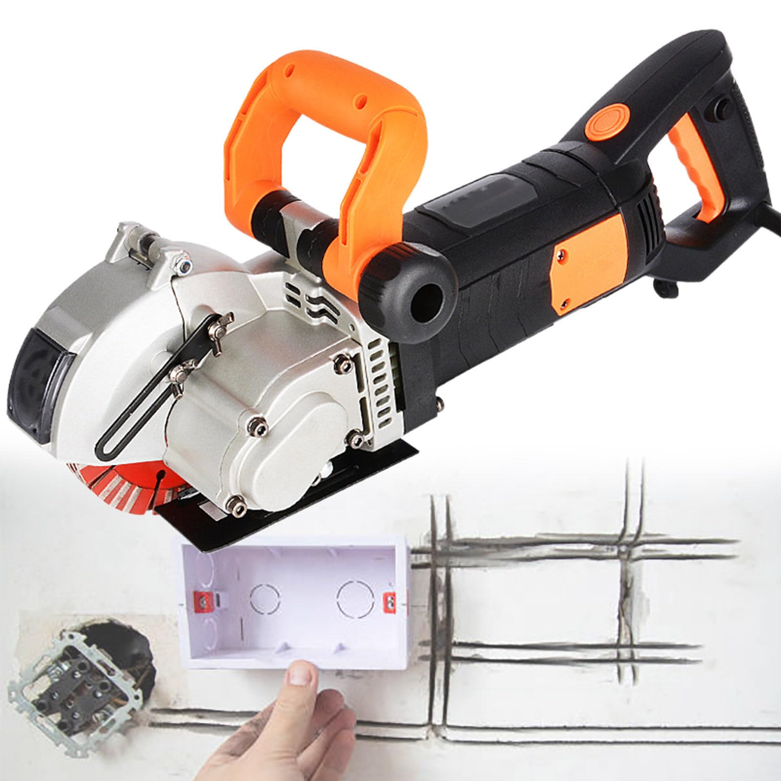 Rozadora de Pared de 4800 W, Máquina Cortadora de Ranuras de Pared, Rozadora de Pared Eléctrica, Máquina Cortadora de Ranuras, con 5 Hojas de Sierra, Profundidad de Corte de 42 mm
