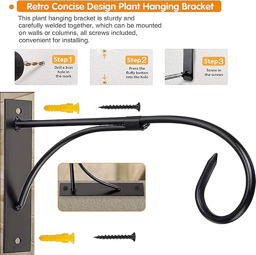 Miniatura 6 de Fashion&cool Paquete de 2 soportes para colgar plantas, 11 pulgadas, para colgar plantas al aire libre e interior, ganchos decorativos para colgar