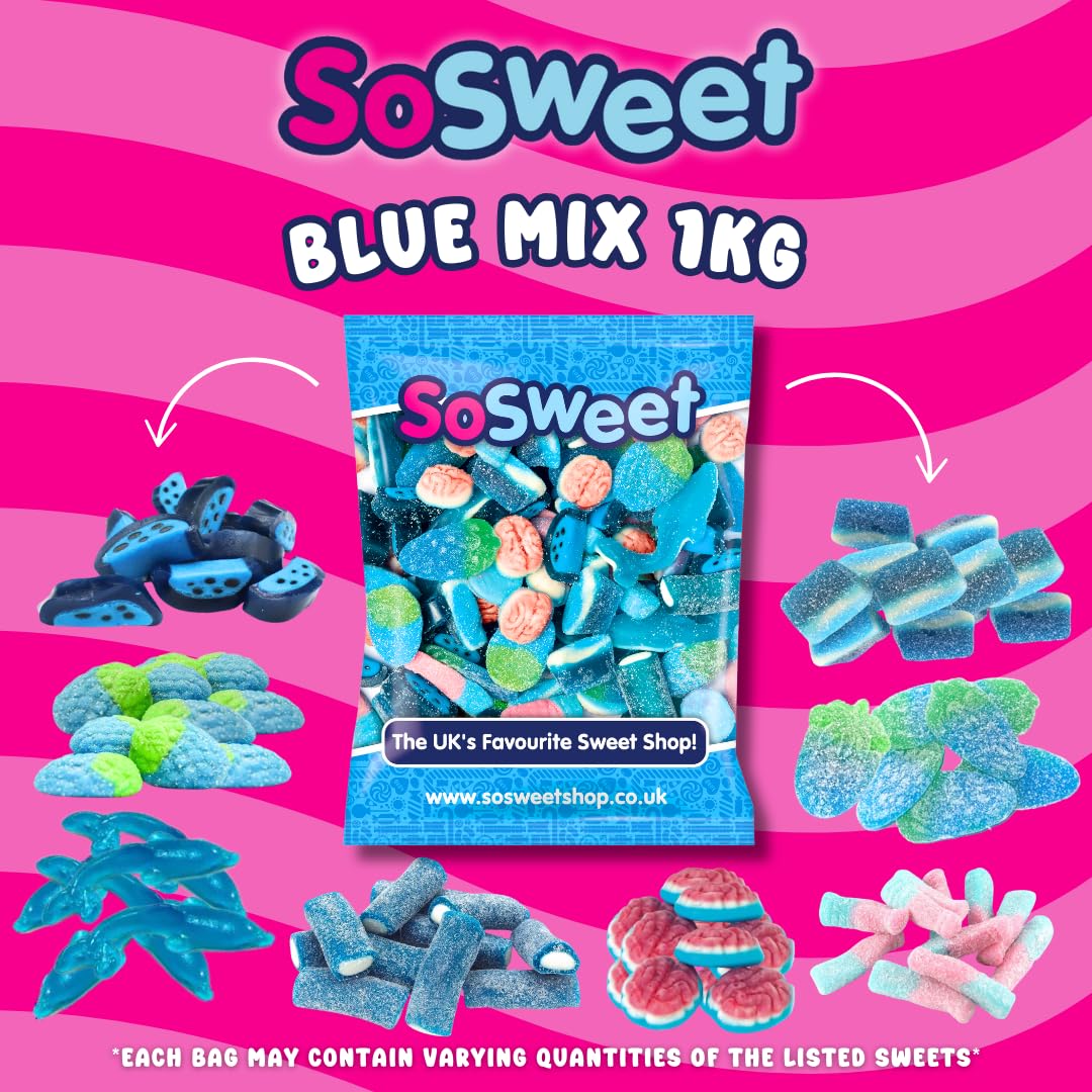 SoSweet Blue Sweet Mix – 1kg Bulk Bag | Fruity Blue-Themed Pick & Mix Sweets | Party Candy, Sweet Tables, Events | Long Shelf Life — view 2