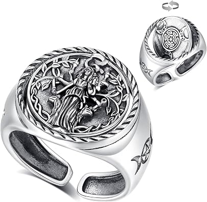CELESTIA Hecate Ring Greek Triple Moon Goddess 925 Sterling Silver Hekate Rings Hecate Wheel Pendant Gifts for Women