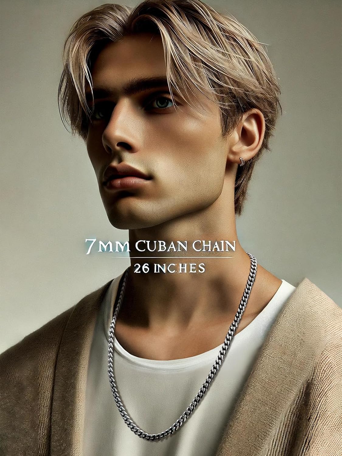 catonmoon 7mm Miami Cuban Link Chain Necklace for Men And Women, 316l Stainless Steel And 925 Sterling Silver Filled, Available In 18/20/22/24/26/28/30 Inches Silver Chain for Men Necklace - Image 2