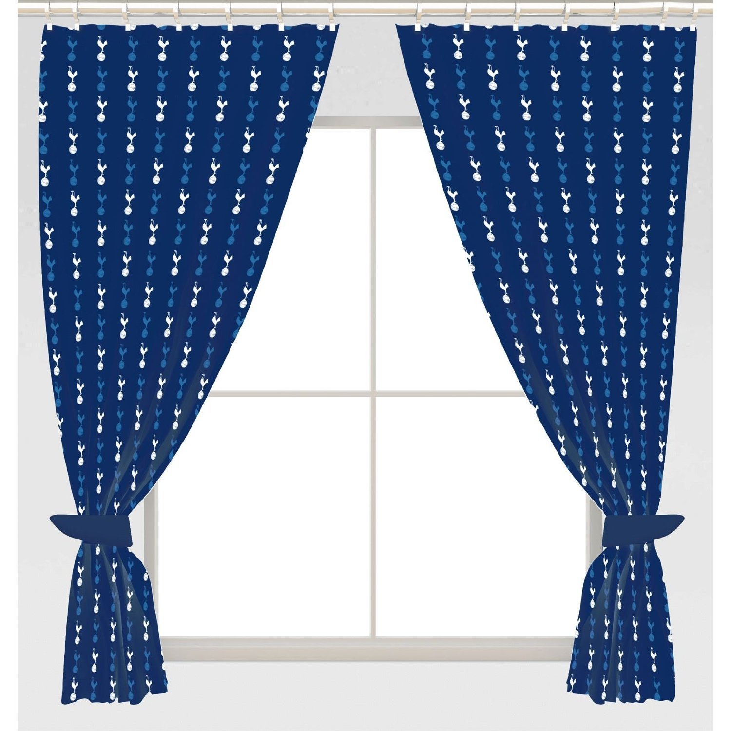 Tottenham Hotspur Blue Fc Official Repeat Crest Curtains (One Pair) (Blue)