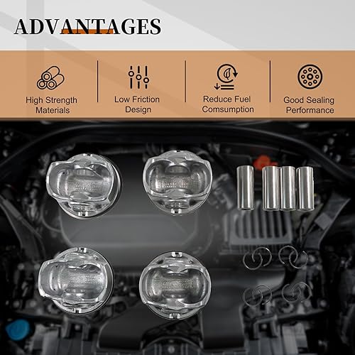 Miniatura 4 de 23410-2BCA0 Juego de 4 anillos de pistón de motor compatibles con Elantra Forte Forte5 Kona Optima Seltos Sonata Soul Tucson Veloster 2021-2013