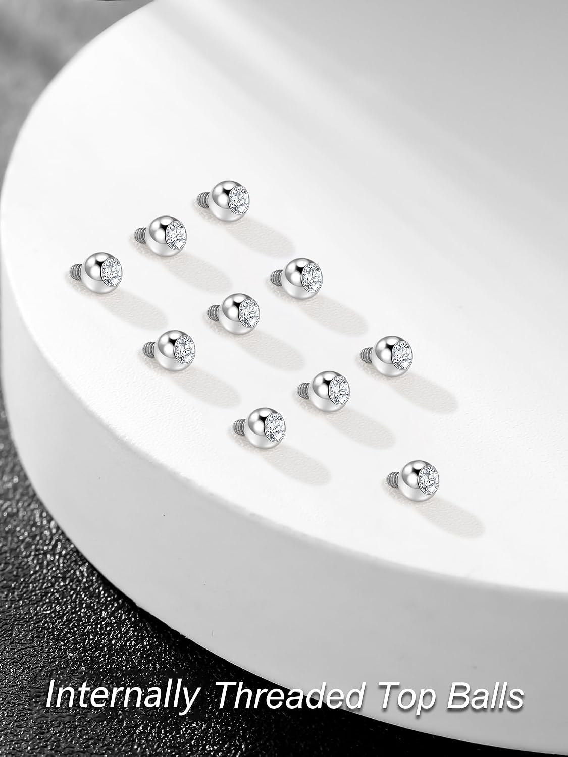 Oveta 10PCS 16G 14G 3mm Replacement Balls for Piercing Jewelry, Internally Threaded Surgical Steel Piercing Balls for Tragus, Septum, Eyebrow, Belly Button, Nipple, Tongue Barbell Parts, Silver/Gold