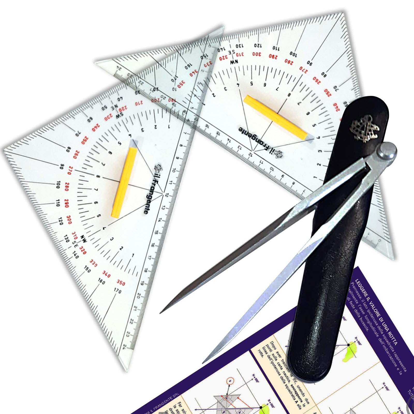 Seaman Set Geodreieck und Kompass nautisch – Kit Seaman – Corredo Il Frangente STR 35