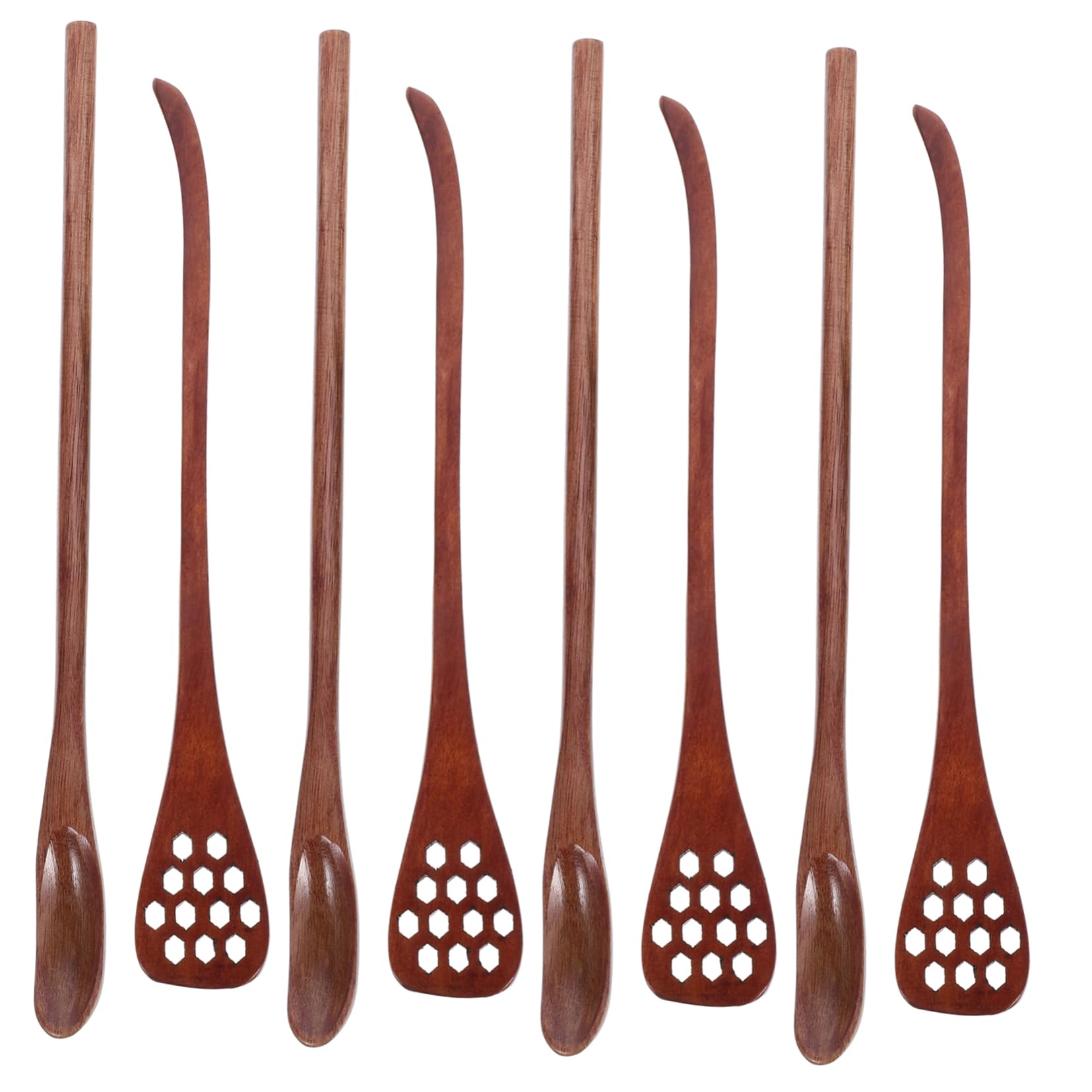 Alipis 8pcs Wooden Tea Stirring Spoons Long Handle Mixing Rods for Coffee Honey and Desserts Smooth and Sturdy Kitchen Utensils for Deep Containers and Serving