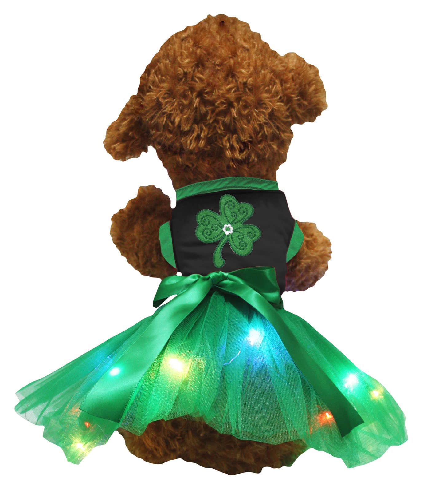 Robe pour chien avec LED Green Clover verte et noire en taille XXXL pour grand chien