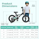 COSTWAY 12/14/16/18 Vélo enfant de pouce, garçons & Filles Vélo d'entraînement avec roues d'entrainement amovibles, Pneumatiques, Poignée réglable & Siège, Double système de freinage, Enfants tout-petit vélo pour 3-8 ans