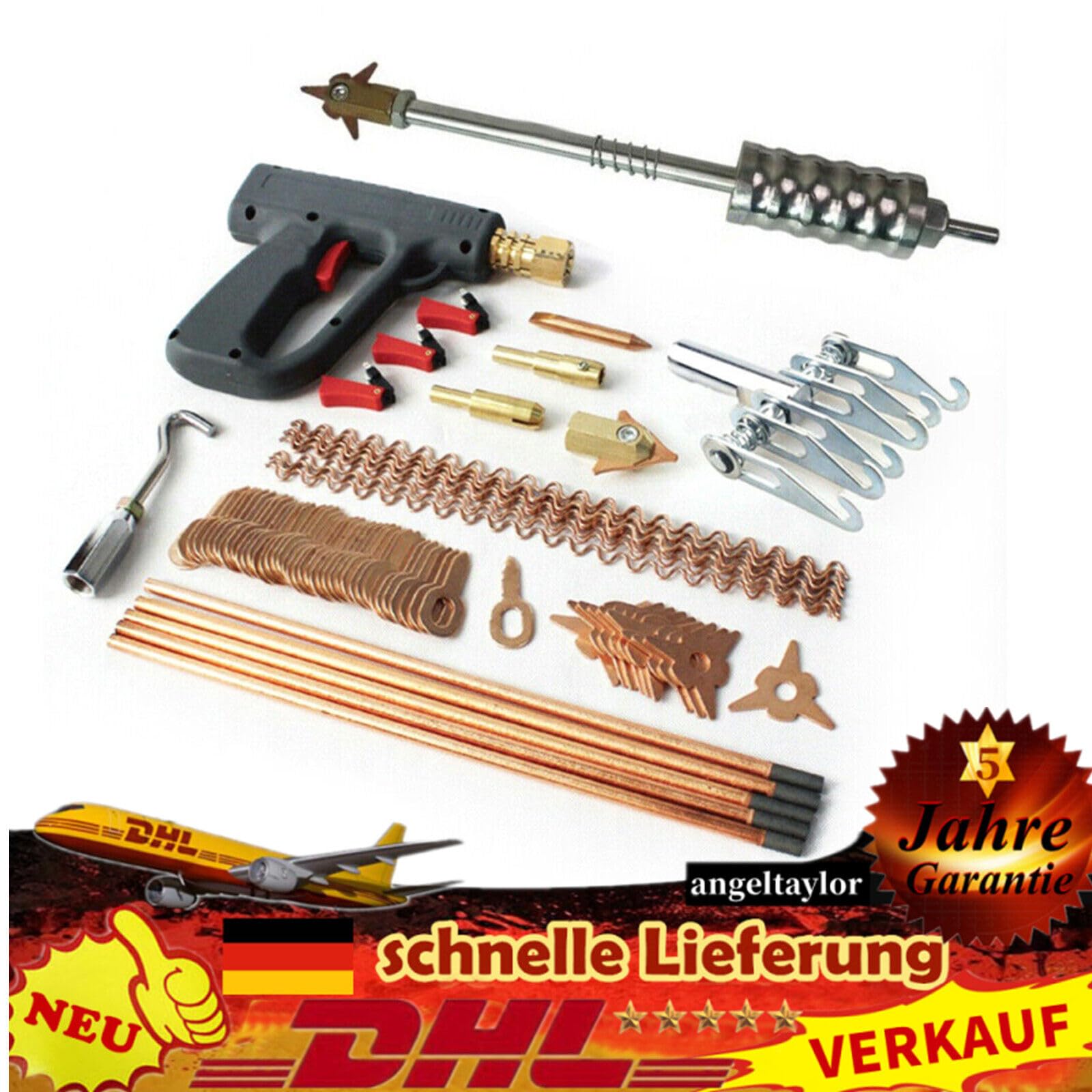 Kit d'outils de débosselage pour carrosserie, kit extracteur de bosses 86 pièces, outil de réparation Spotter, soudure Spotter, kit de débosselage, ensemble d'outils pour enlever les bosses
