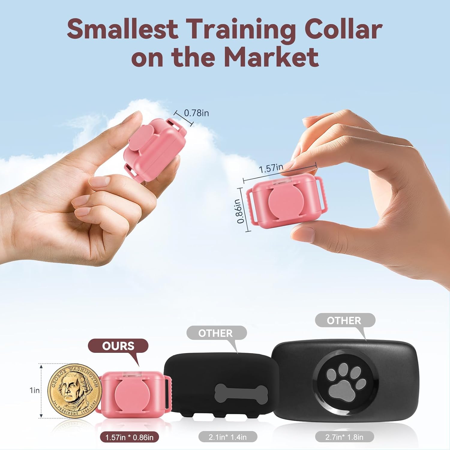 Smallest No Shock Dog Training Collar, Lightest Vibrating Dog Collar with Remote, Vibration Collar for Small Dogs 5-15lbs, Beep and Vibrate Only, Safety Lock, Waterproof，No Prongs, Pink