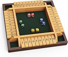 CANYAVE Shut The Box Game, 4 Player Wooden Board Game Dice Game, Classic Math Learning Game for Kids -12