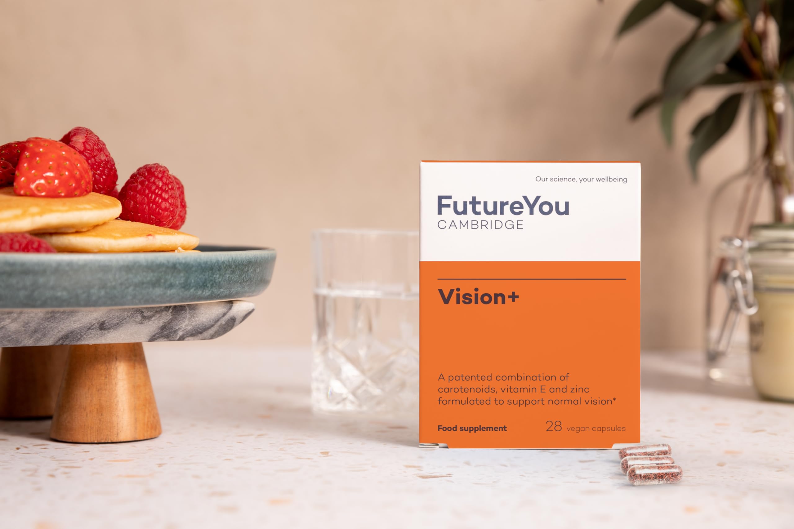 FutureYou Cambridge Vision+ Lutein Zeaxanthin Kapseln – Augen Komplex mit Lycopin, Vitamin E und Zink, Nahrungsergänzung, 28 Kapseln