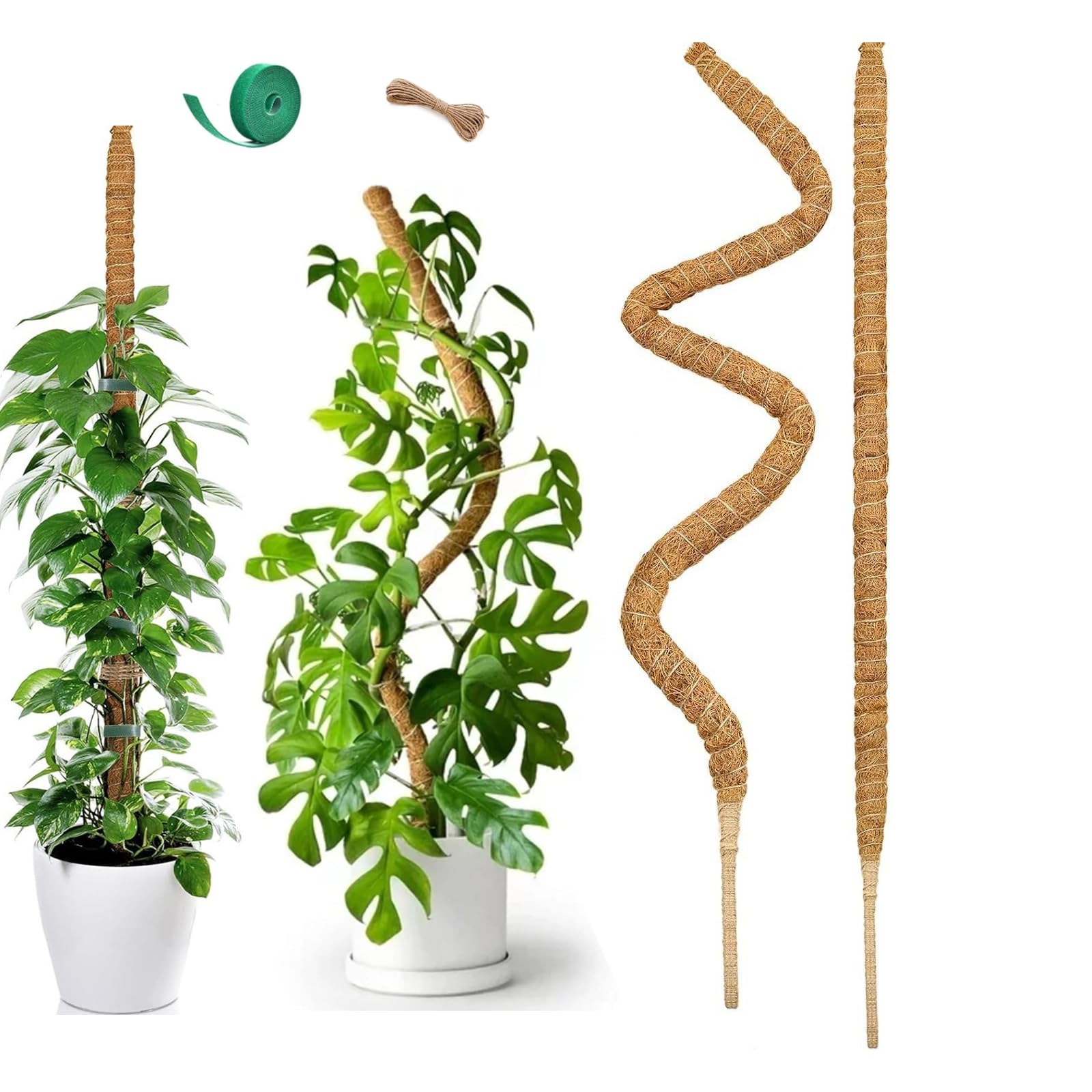 60 cm x 2 sztuki – giętka pałeczka do mchu, zestaw 4 sztuk, pomoc w chorobie kokosowej do wielu doniczek i sadzonek bluszczu (60 cm x 2)