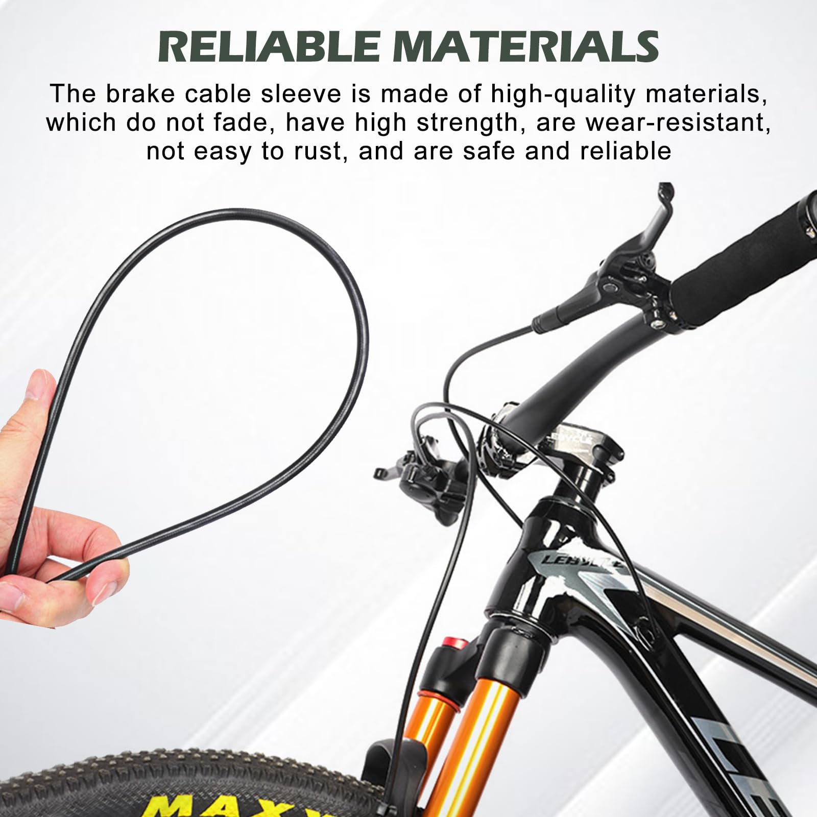 Cavo Freno Bicicletta, 10 Metri Set Di Cavi Freno Bicicletta, Ø5mm Guaina Cavo Freno Bici Con 20 Tappi Terminali, Cavo Del Freno Della Bici Per Mtb Montagna E Biciclettas Da Strad, Nero