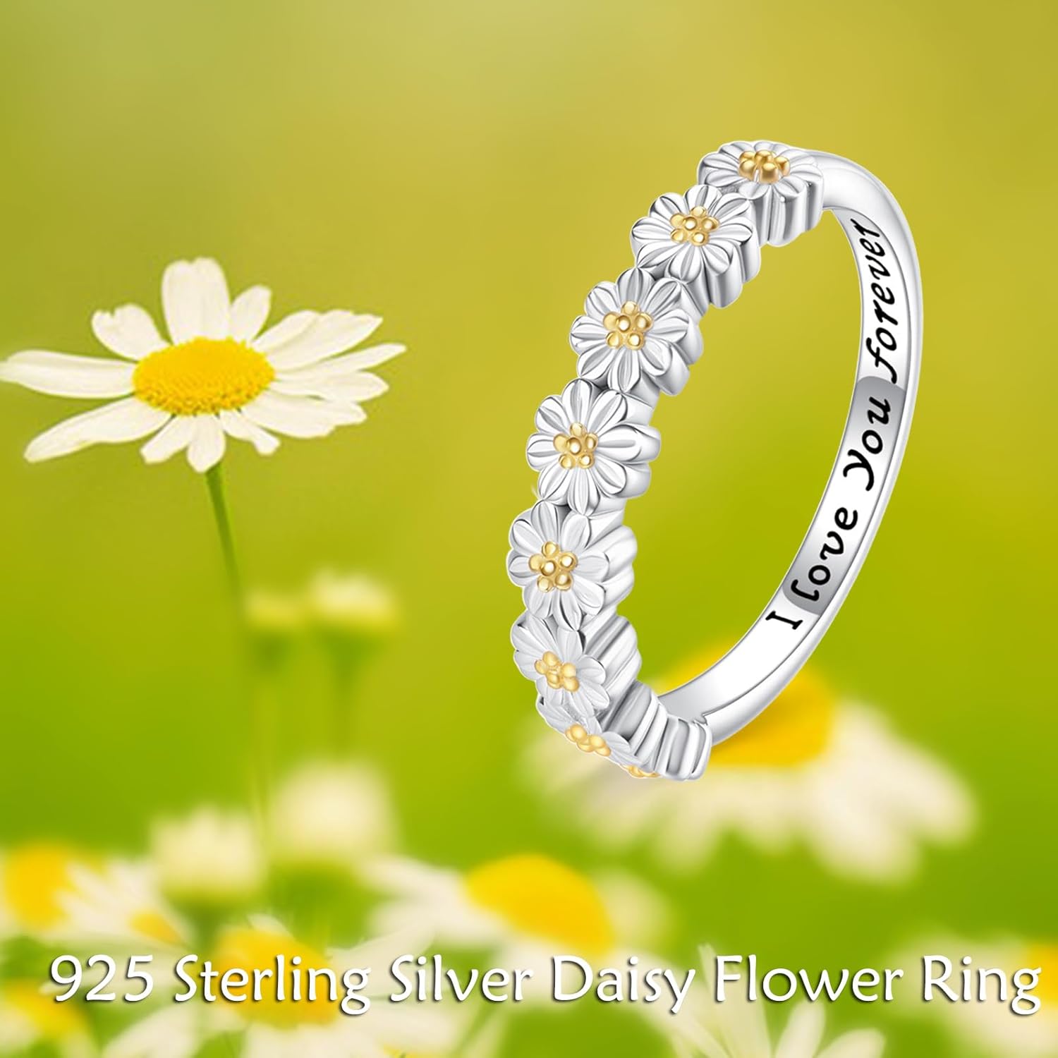 Daisy Flower Ring 925 Sterling Silver Daisy Jewelry Gifts for Women Lover - Image 4